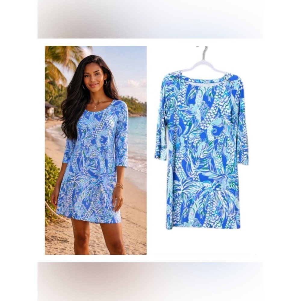 Lilly Pulitzer Sophie Dress Small UPF 50 Canopy Chaos Coastal Beachy Blue